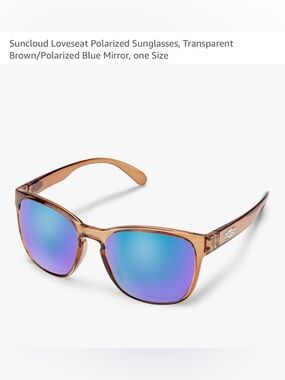 SUNCLOUD Sunglasses with Transparent Brown Frame and Blue Mirrored Lenses